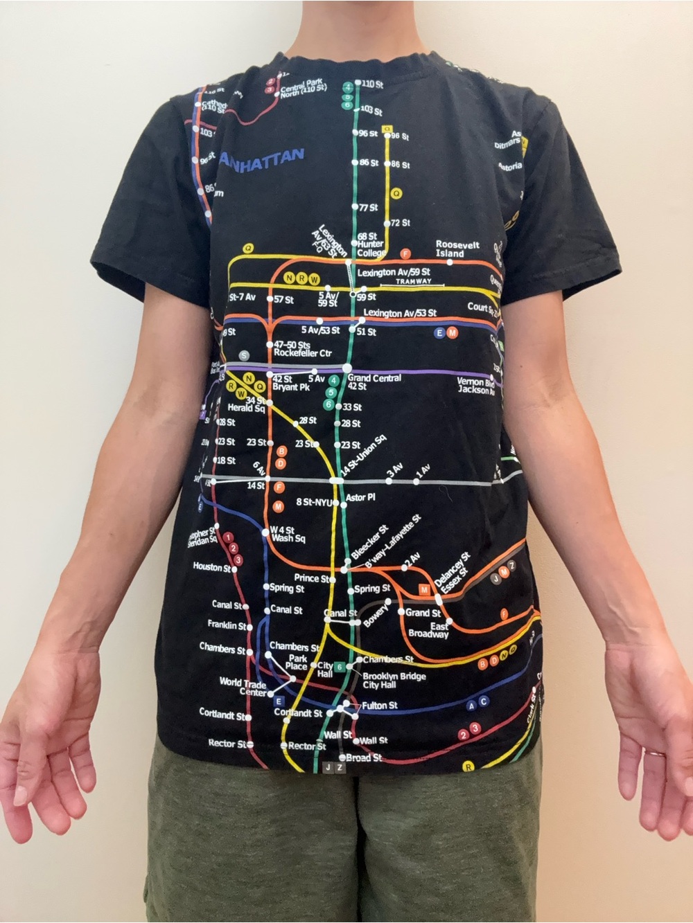 NYC SUBWAY Line Black Graphic T-shirt Men Size M